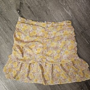 Le Lis Yellow and Pink Floral Mini Skirk